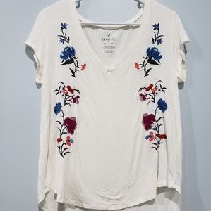 American Eagle Flower Embroidered Shirt